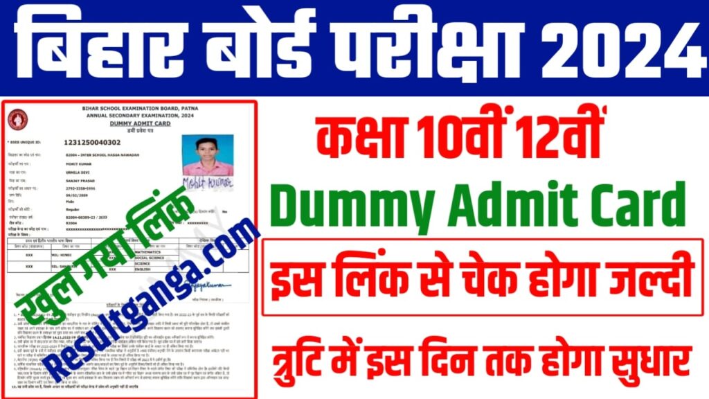 BSEB Class 10th 12th Dummy Admit Card 2024 Download Link Active: बिहार बोर्ड कक्षा 10वीं और 12वीं डमी एडमिट कार्ड 2024 इस लिंक से करें चेक त्रुटि में इतने दिन तक होगा सुधार