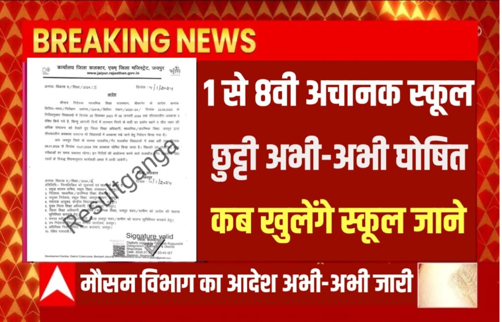 कक्षा 8वीं तक के छात्रों के लिए बहुत बड़ी खुशखबरी,फिर से हुआ इतने दिन सभी स्कूल कॉलेज में शीतकालीन अवकाश