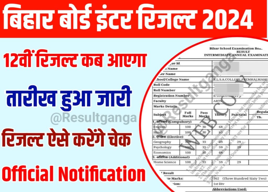 Bihar Board 12th Result 2024 Kab Aayega Official Notification : बिहार बोर्ड कक्षा 12वीं का रिजल्ट कब आएगा यहां से जाने ऑफिशल अपडेट